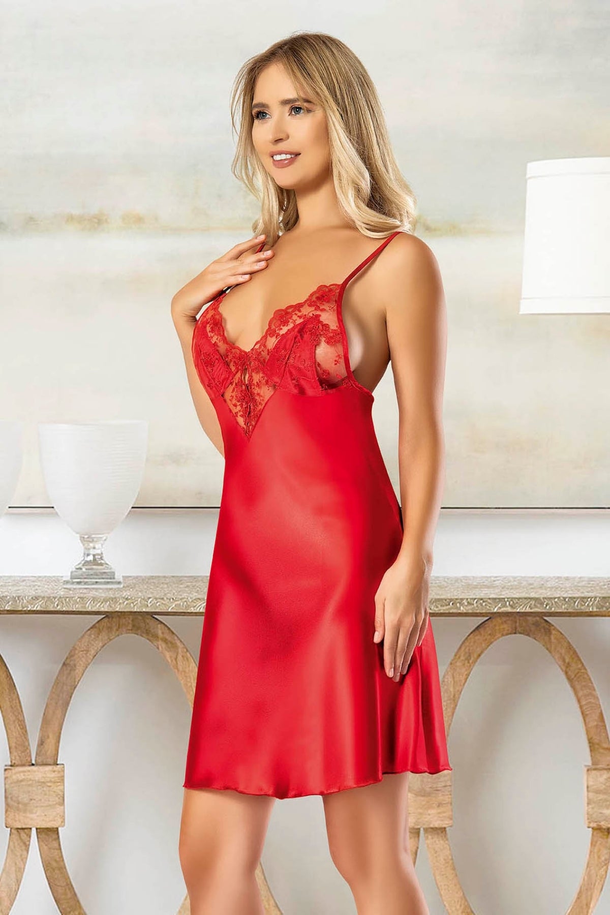 Satin Nightgown and Robe Set with Lace Details - 2021